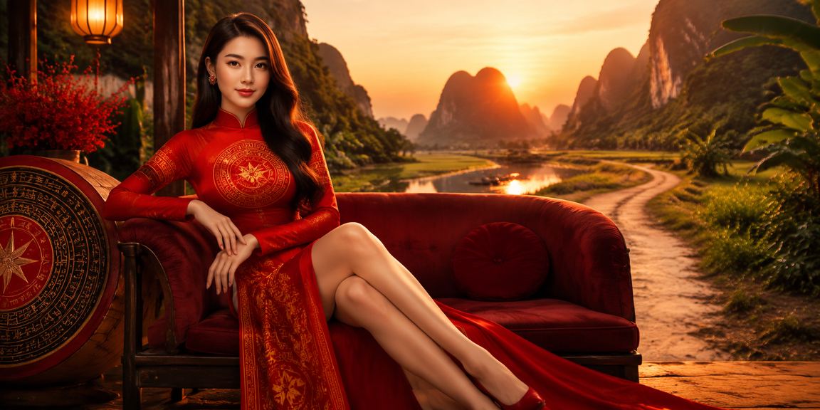 Phụ nữ Ninh Bình mặc áo dài nhận thưởng đăng ký tài khoản mới trên điện thoại di động